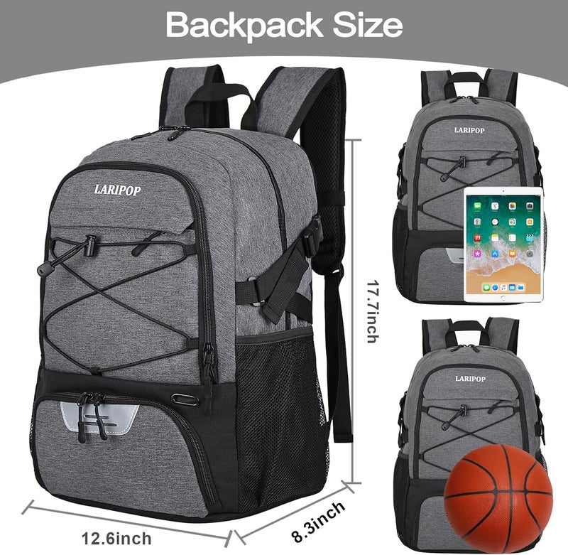 LARIPOP Basketball Bag,Basketball Backpack with Shoe Compartment and Ball Holder,Sport Bags for Soccer,Volleyball,Gym,Travel - Image 2
